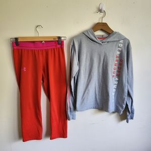 Under Armour Girls lightweight hooide abd leggings lot. Both in Excellent condit